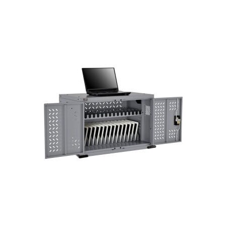 Global Equipment 16-Device Charging Cabinet for Chromebooks and Tablets, Gray, Assembled 670051GYA